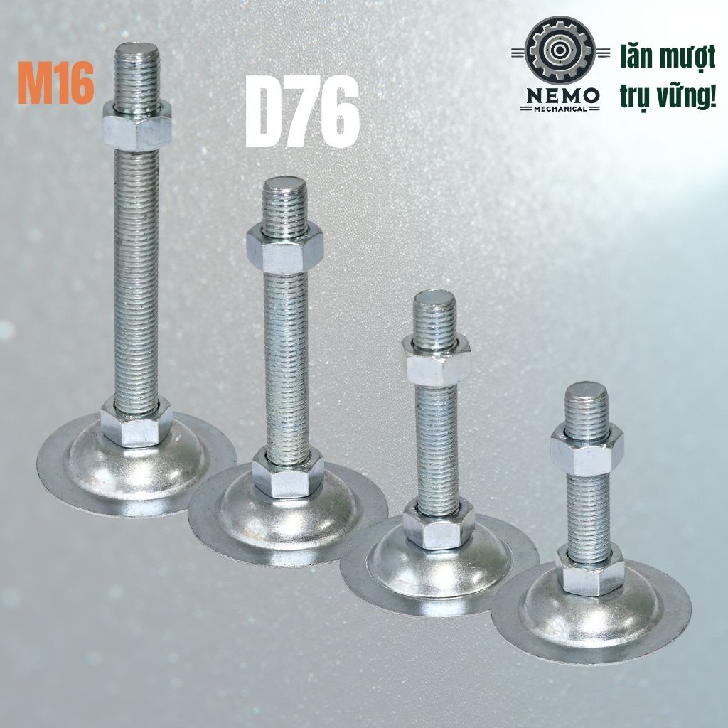 Chân Tăng Chỉnh Đế Thép Mạ Kẽm – Giải Pháp Cân Bằng Bàn Thao Tác & Băng Tải (M10, M12, M16)